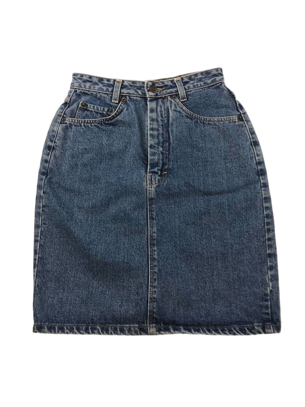 Ikeda Vintage 90s blue denim skirt 24in waist